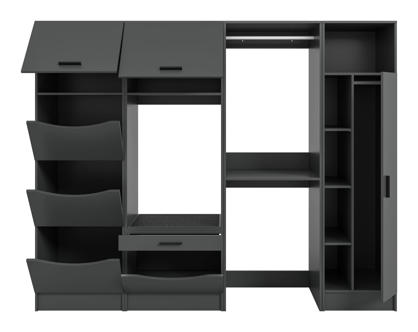 Homes & Jones Waschmaschinenschrank-Set (4-tlg.) in Grau, offene Fächer und Klappschränke