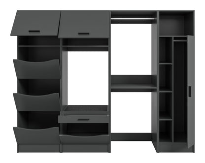 Homes & Jones Waschmaschinenschrank-Set (4-tlg.) in Grau, offene Fächer und Klappschränke