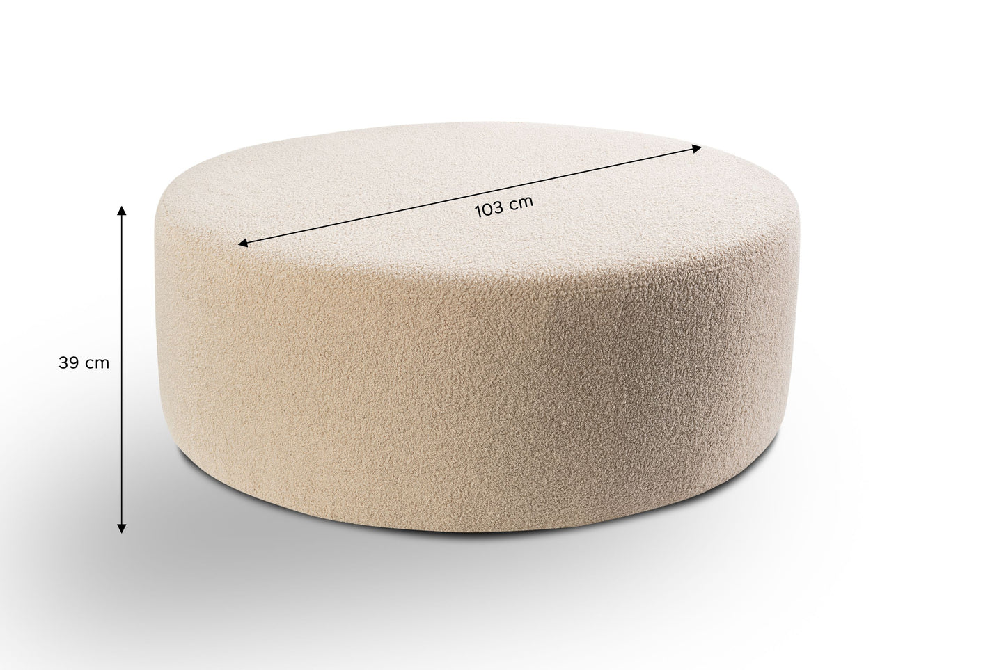Runder Cord-Hocker mit weicher Polsterung, beige, Maßangaben (103 cm, 39 cm)