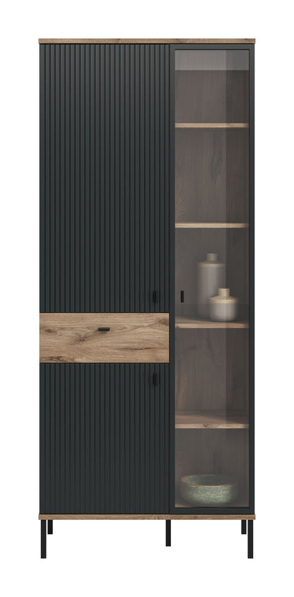 Homes & Jones Vitrinenschrank, Wohnzimmerschrank-mit 4 Deko Fächer, Wohnmöbel
