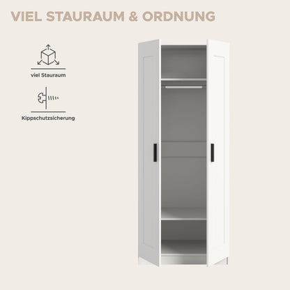 Armoire 2 portes VISBY (L/H/P : env. 80/195/56 cm) en blanc/blanc