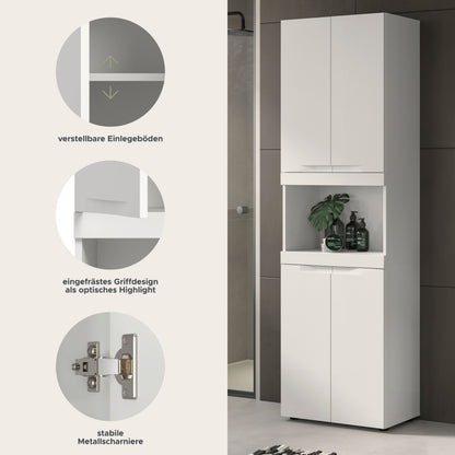Viana Hochschrank breit (B/H/T: 60x194x31 cm) in Weiß matt und Weiß