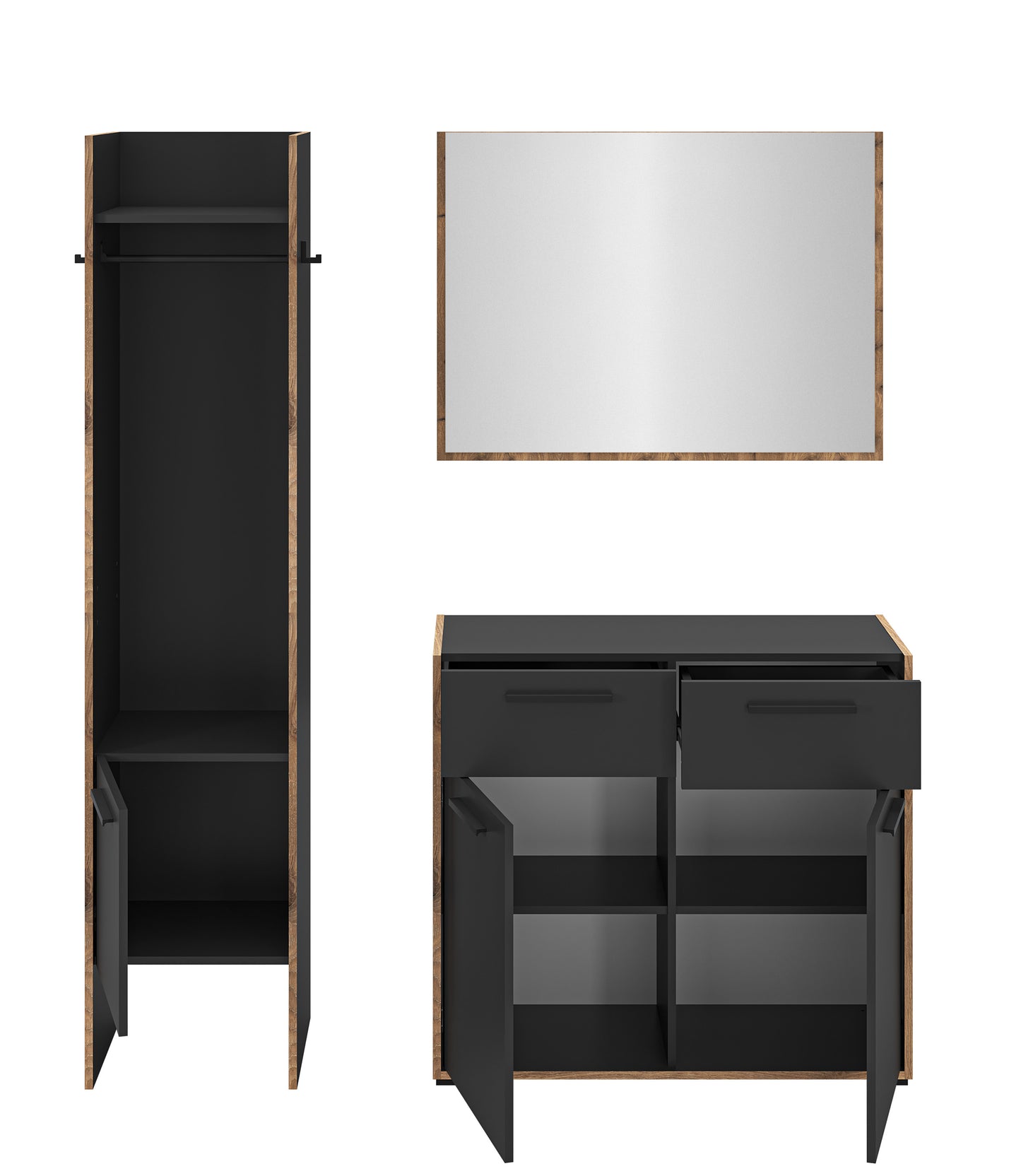 Homes & Jones Garderobe 3-tlg. Garderoben Set, Flurmöbel-Dielenmöbel