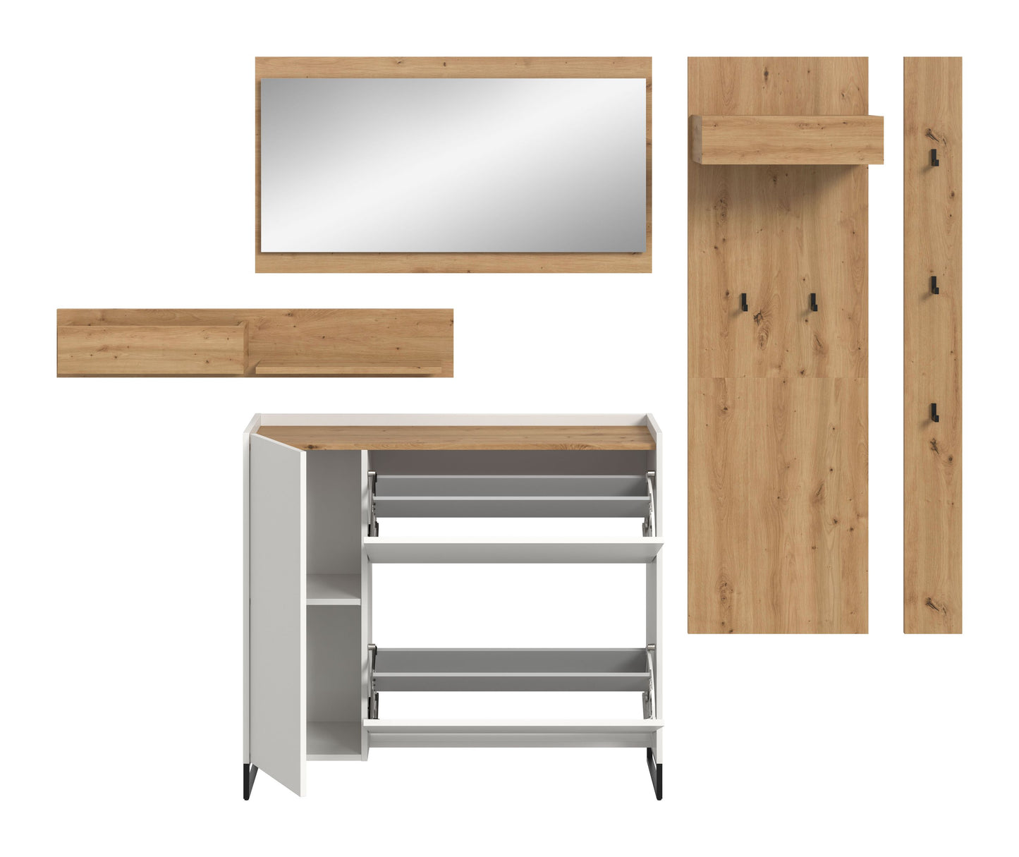 Homes & Jones Garderobe 5-tlg., Garderobenkomplettset, Dielenmöbel-Flurmöbel