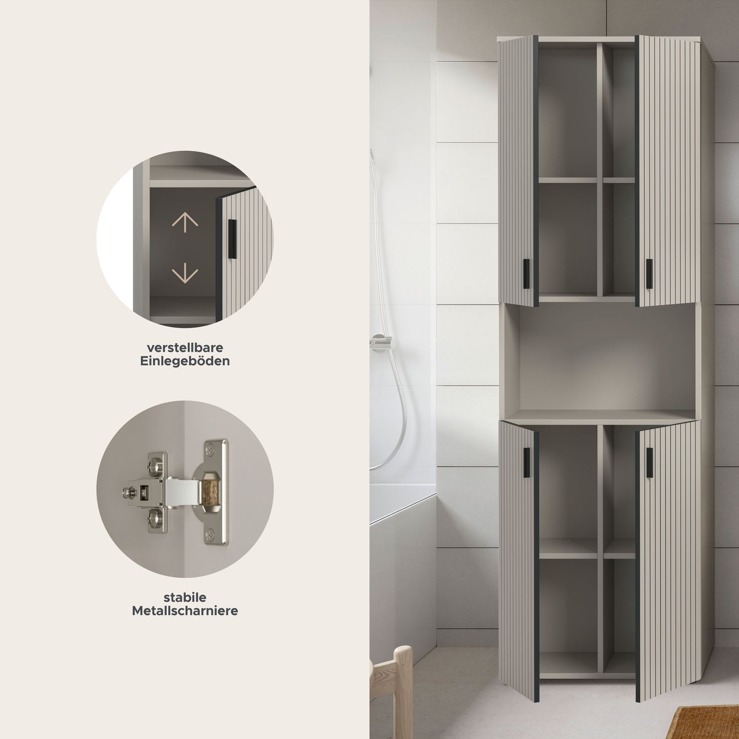 Meuble de salle de bain MONE (l/h/p : env. 60/192/30 cm) en cachemire/cachemire