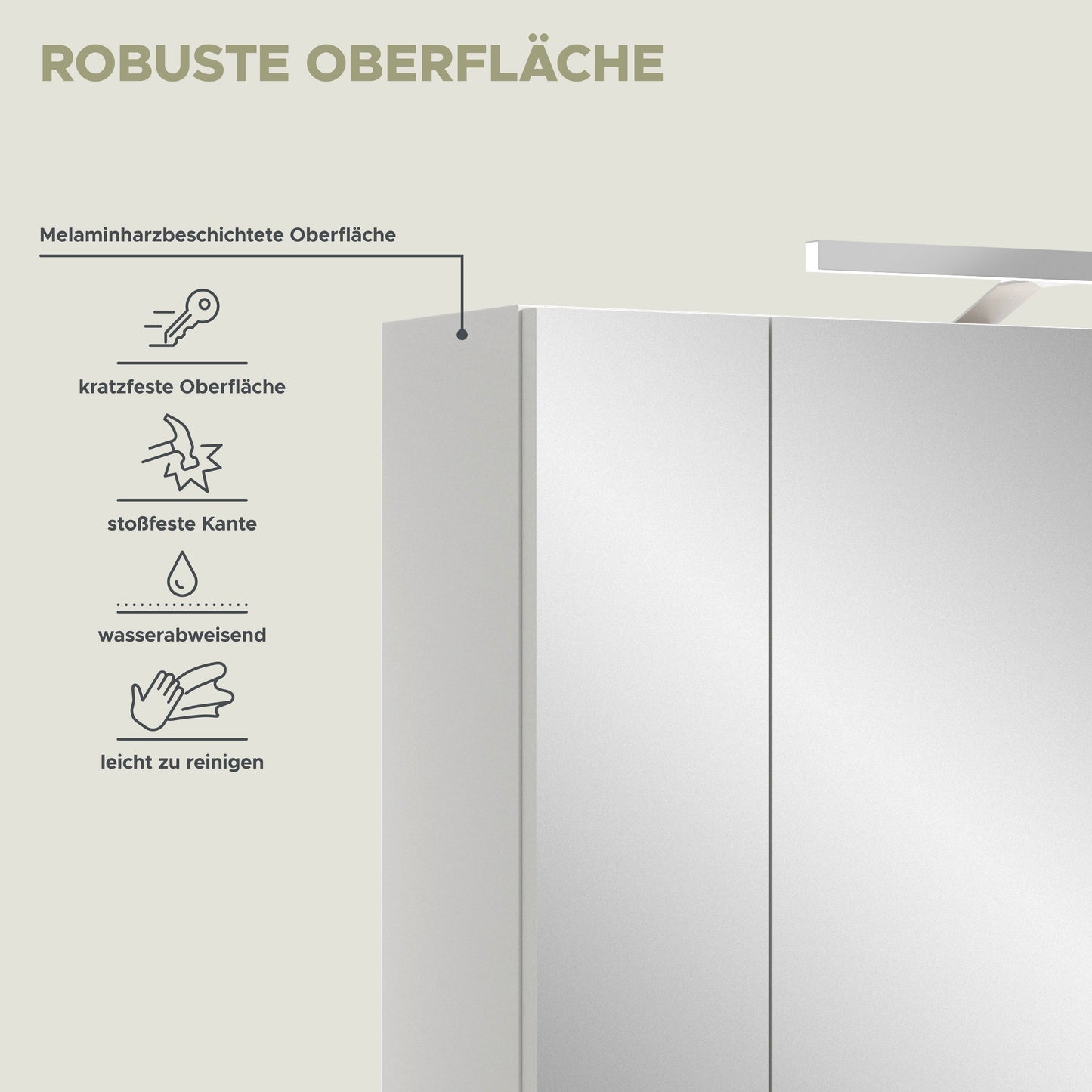 Armoire de toilette avec éclairage LINUS (L/H/P : env. 60/71/19 cm) en noir/verre miroir