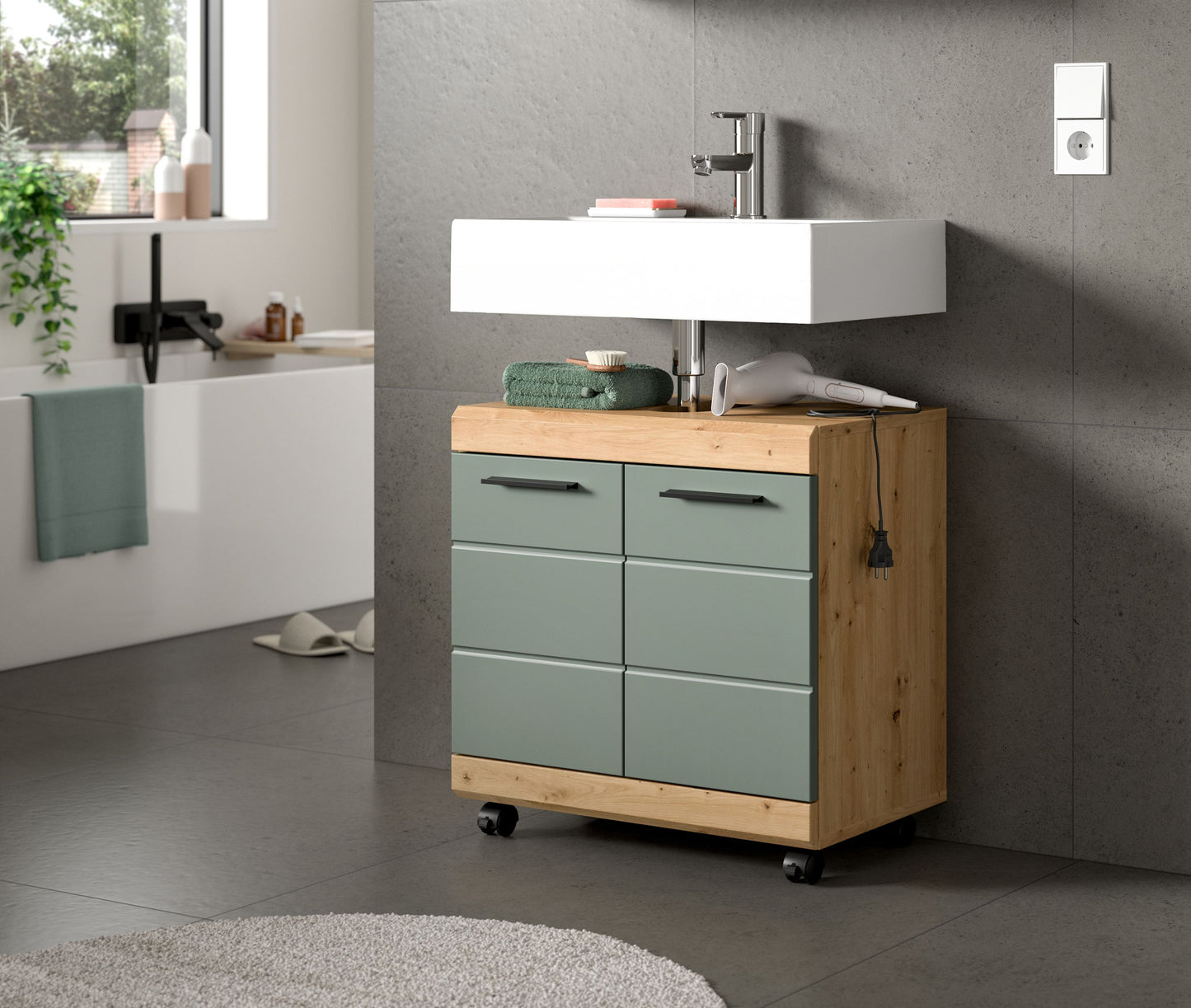 Homes & Jones Waschbeckenunterschrank auf Rollen, Schrank easy to handle