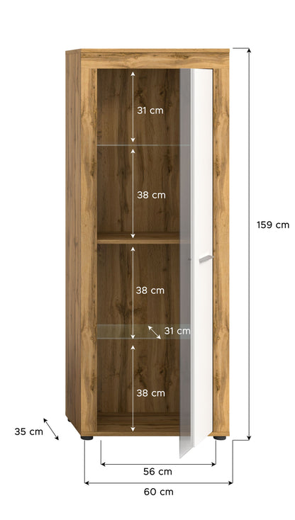 Homes & Jones Vitrinenschrank 60 cm breit, Wohnzimmerschrank, Wohnmöbel