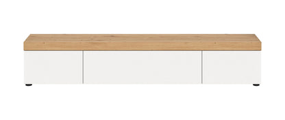 Meuble bas grand RUDA (L/H/P : env. 180/34/33 cm) en blanc/blanc