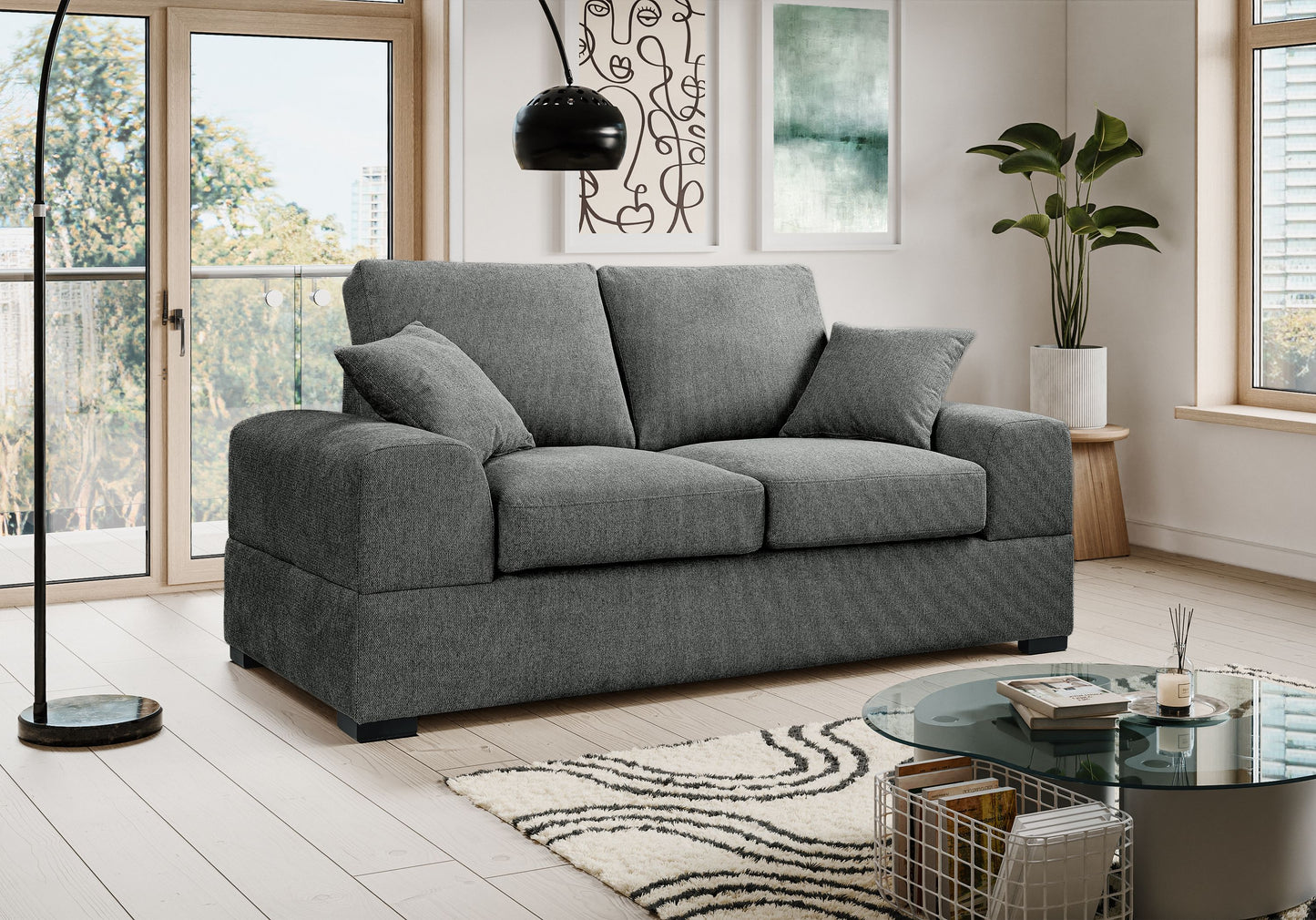 Homes & Jones Sofa 2-Sitzer mit Stoffbezug, Modernes Kompaktes Sofa pflegeleicht