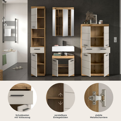 Homes & Jones Badezimmerset Detail: Schubladen, verstellbare Einlegeböden, stabile Metallbeschläge