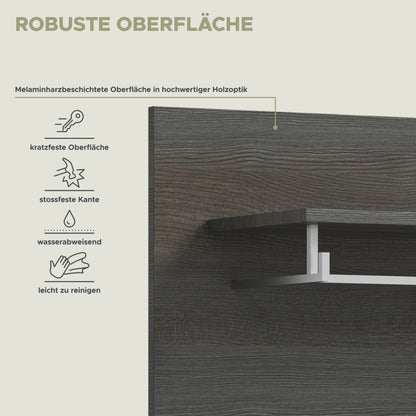 Garderobenpaneel mit Hutablage, melaminharzbeschichtete Oberfläche, dunkelgraue Holzoptik