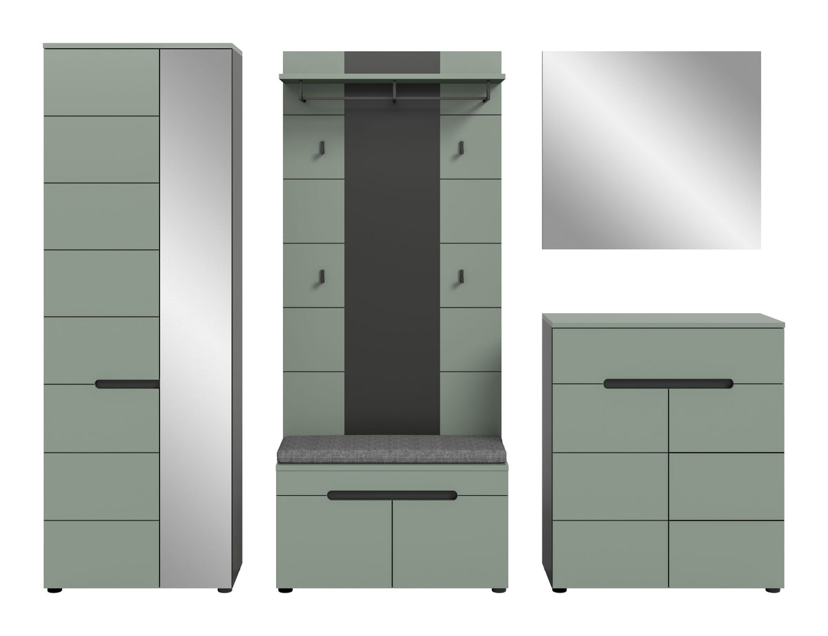 CANU wardrobe set incl. seat cushion (W/H/D: approx. 255/190/37 cm) in Basalt grey/Smoke Green