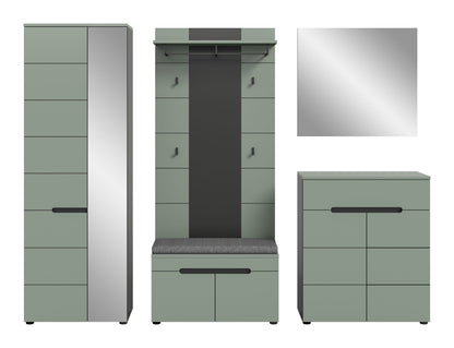 CANU wardrobe set incl. seat cushion (W/H/D: approx. 255/190/37 cm) in Basalt grey/Smoke Green