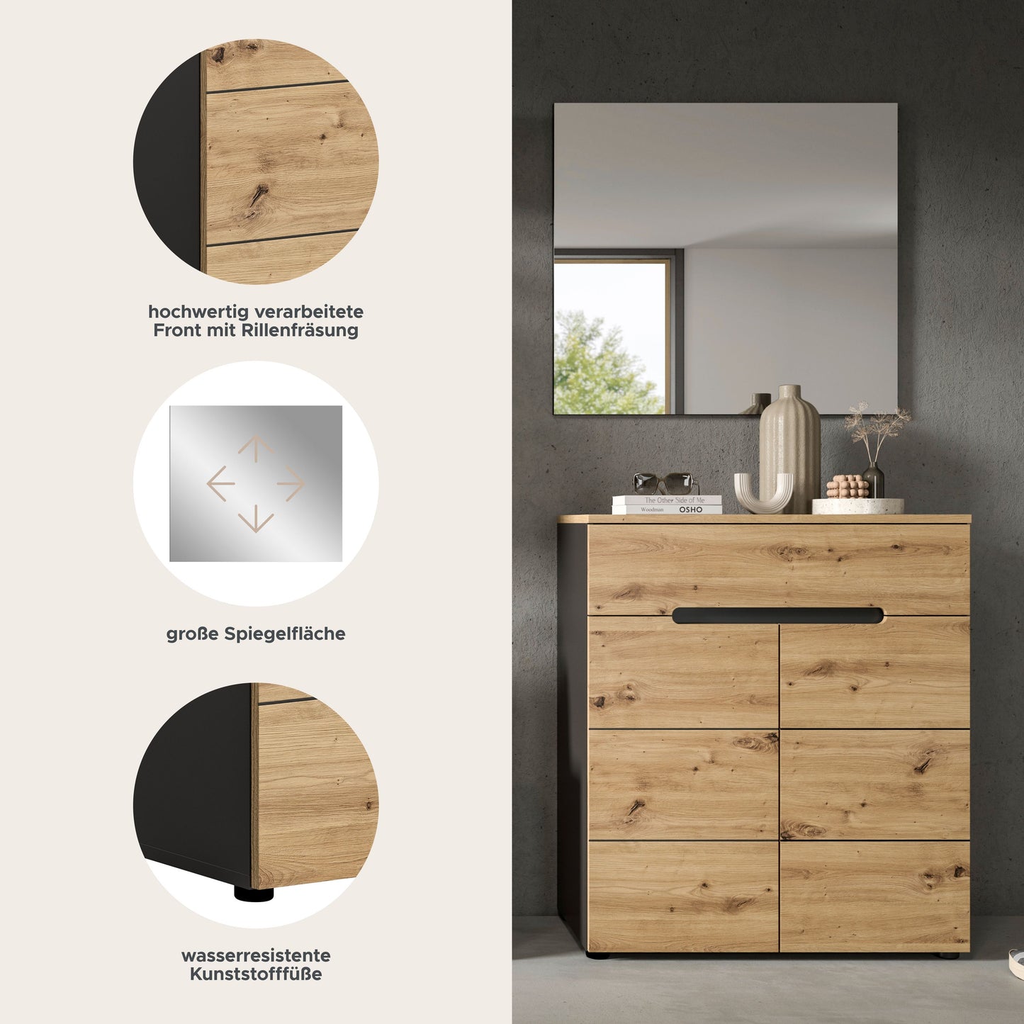Homes & Jones Garderoben Set 2-tlg., Flurmöbel Set passend für kleine Flure