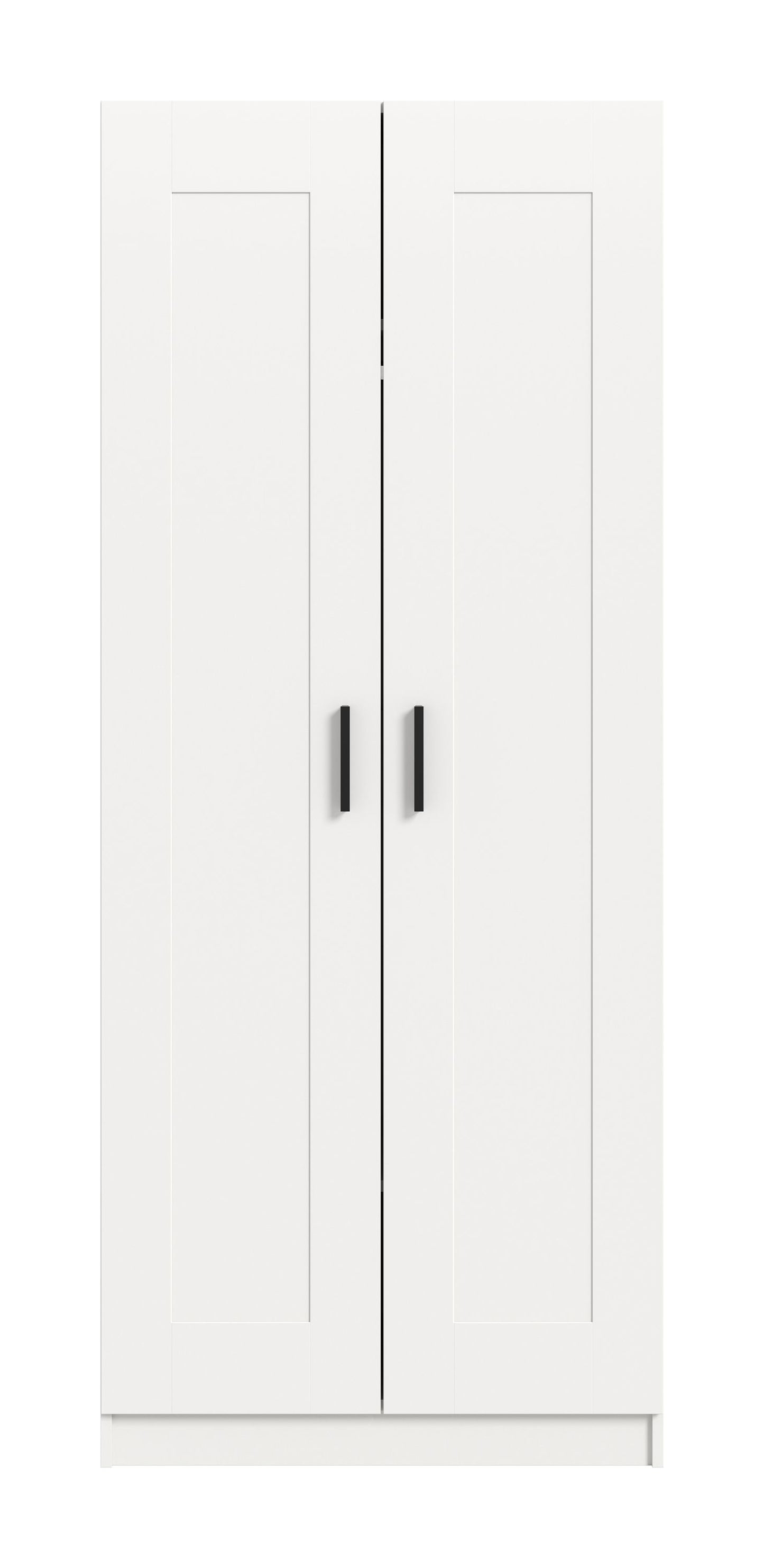 Armoire 2 portes VISBY (L/H/P : env. 80/195/56 cm) en blanc/blanc