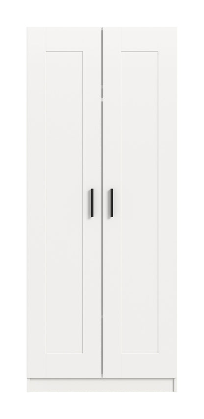 Armoire 2 portes VISBY (L/H/P : env. 80/195/56 cm) en blanc/blanc