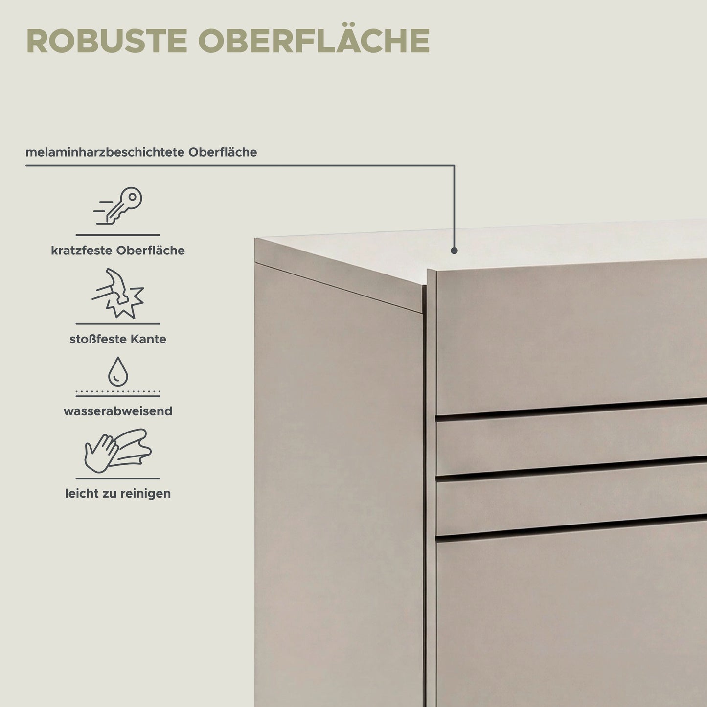 Beach Lowboard stehend  (B/H/T: 270x36x34 cm) in Kaschmir