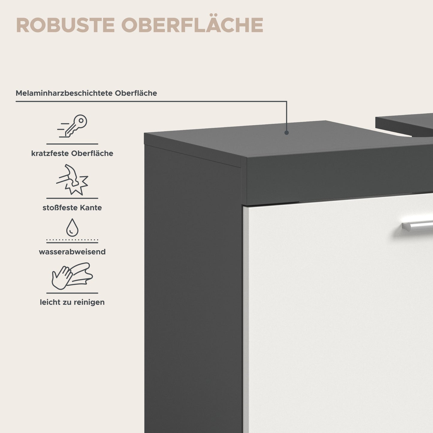 Noah Waschbeckenunterschrank  (B/H/T: 65x63x31 cm) in Weiß und Anthrazit