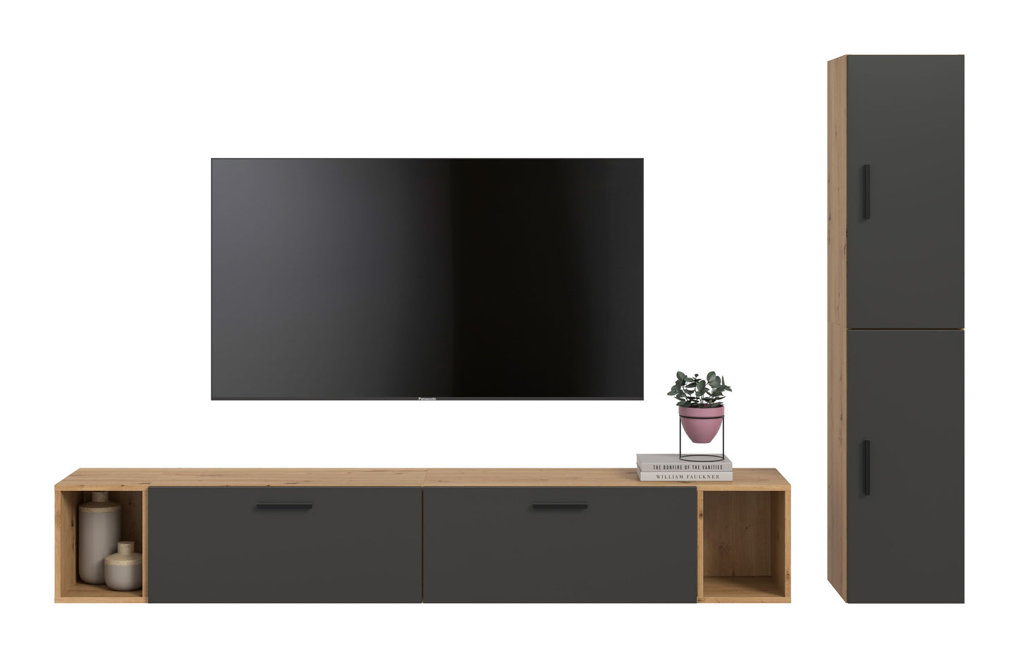 Homes & Jones Wohnwand 2-tlg. TV Möbel Modular Lowboard, Wohnzimmerschrank