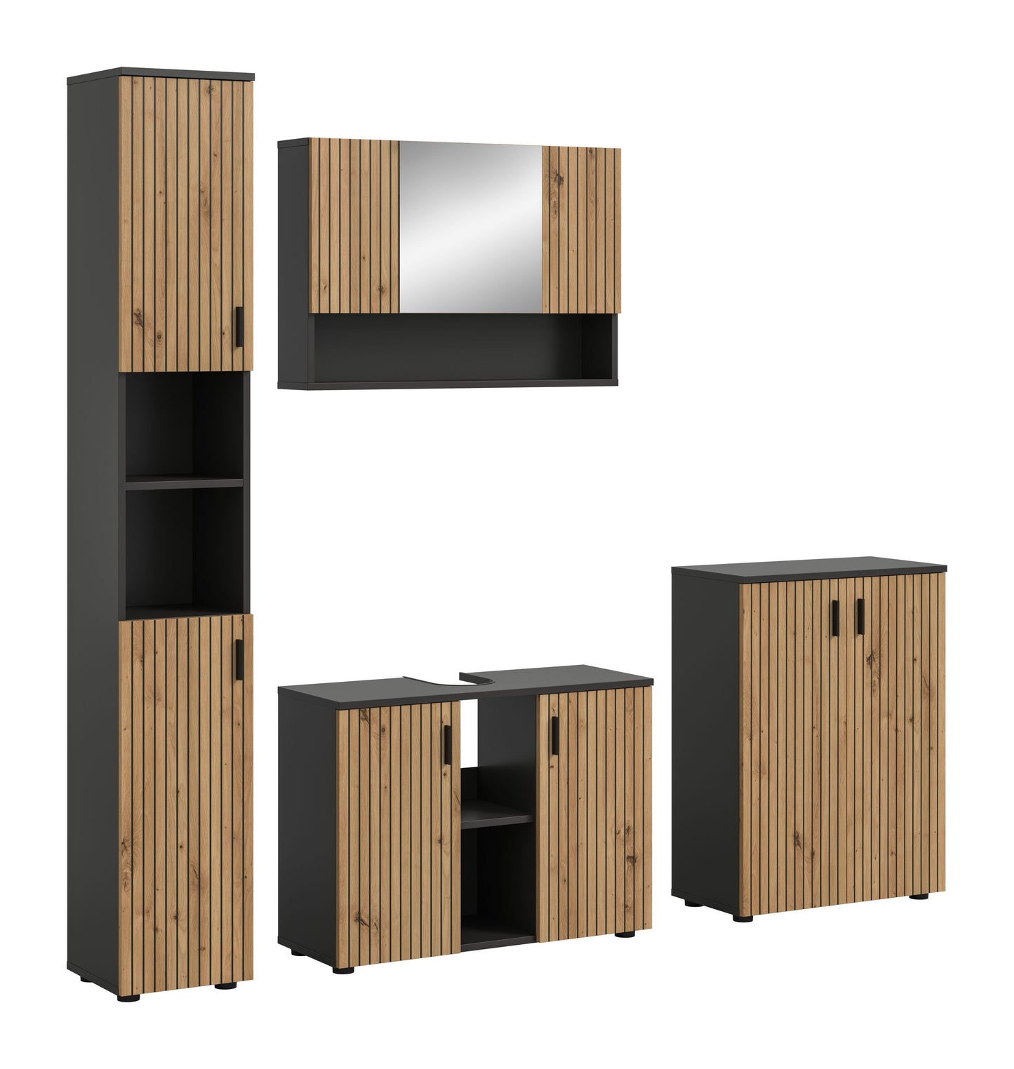 Homes & Jones Badezimmermöbel Set 4-tlg. Badmöbelset mit Badspiegelschrank