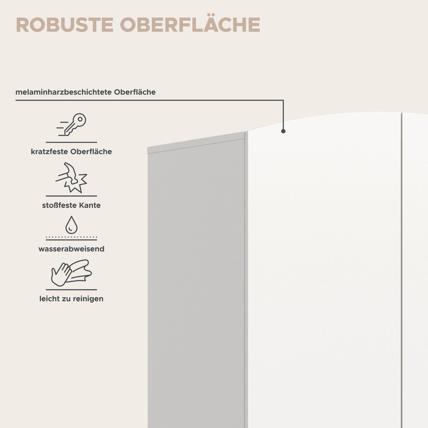 Armoire 3 portes STELLA (L/H/P : env. 122/198/51 cm) en blanc/blanc