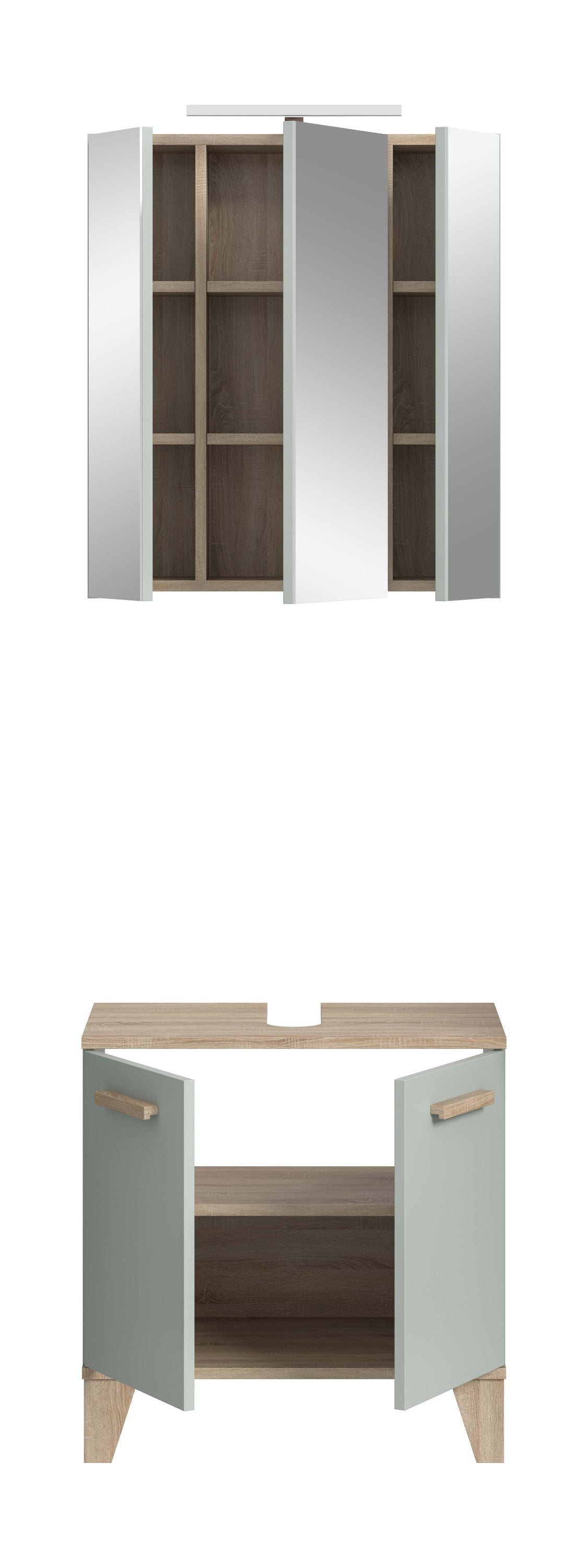 Bathroom Set incl. Lighting STAR (W/H/D: approx. 60/190/34 cm) in light green/light green