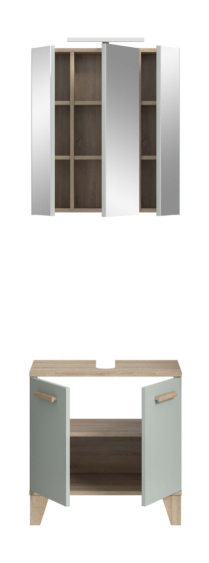 Bathroom Set incl. Lighting STAR (W/H/D: approx. 60/190/34 cm) in light green/light green