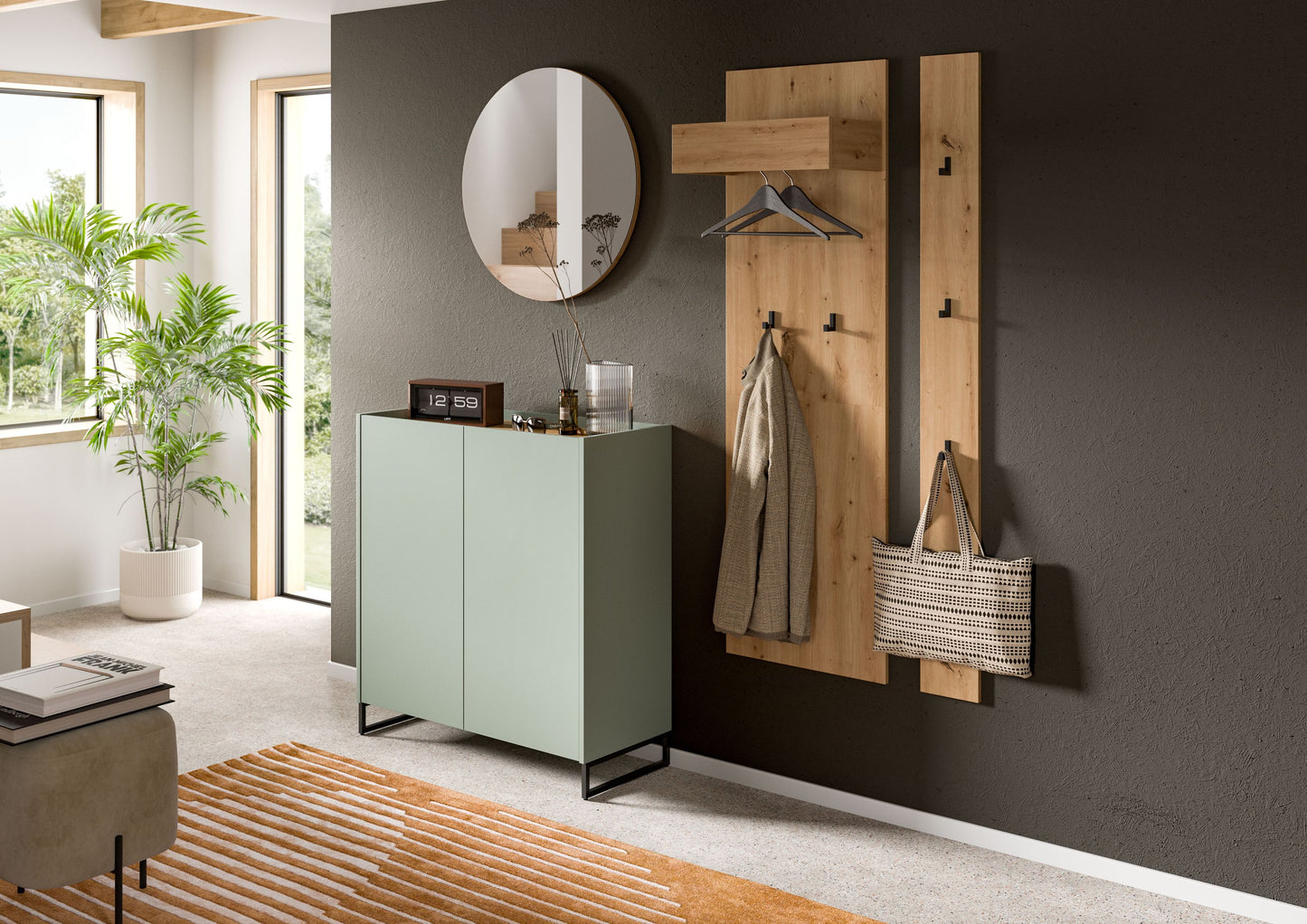 Ensemble de meubles d'entrée DRIVE (L/H/P : env. 206/197/38 cm) en sauge/sauge