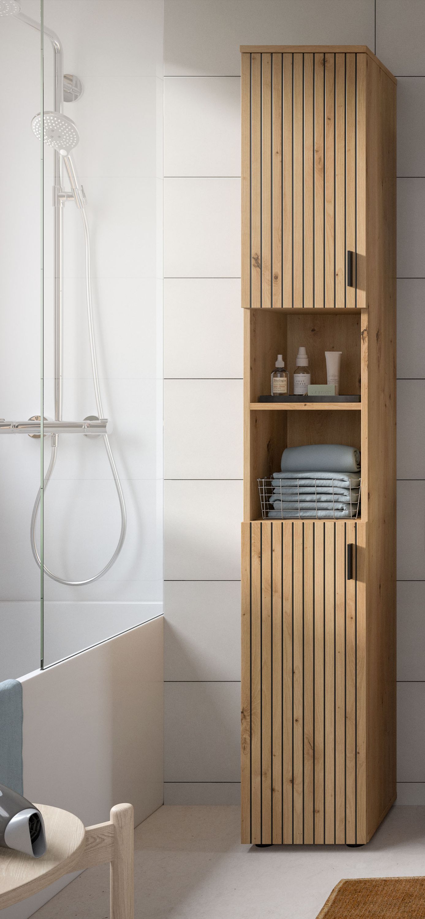 Meuble de salle de bain MONE (l/H/P : env. 30/192/30 cm) en cachemire/cachemire