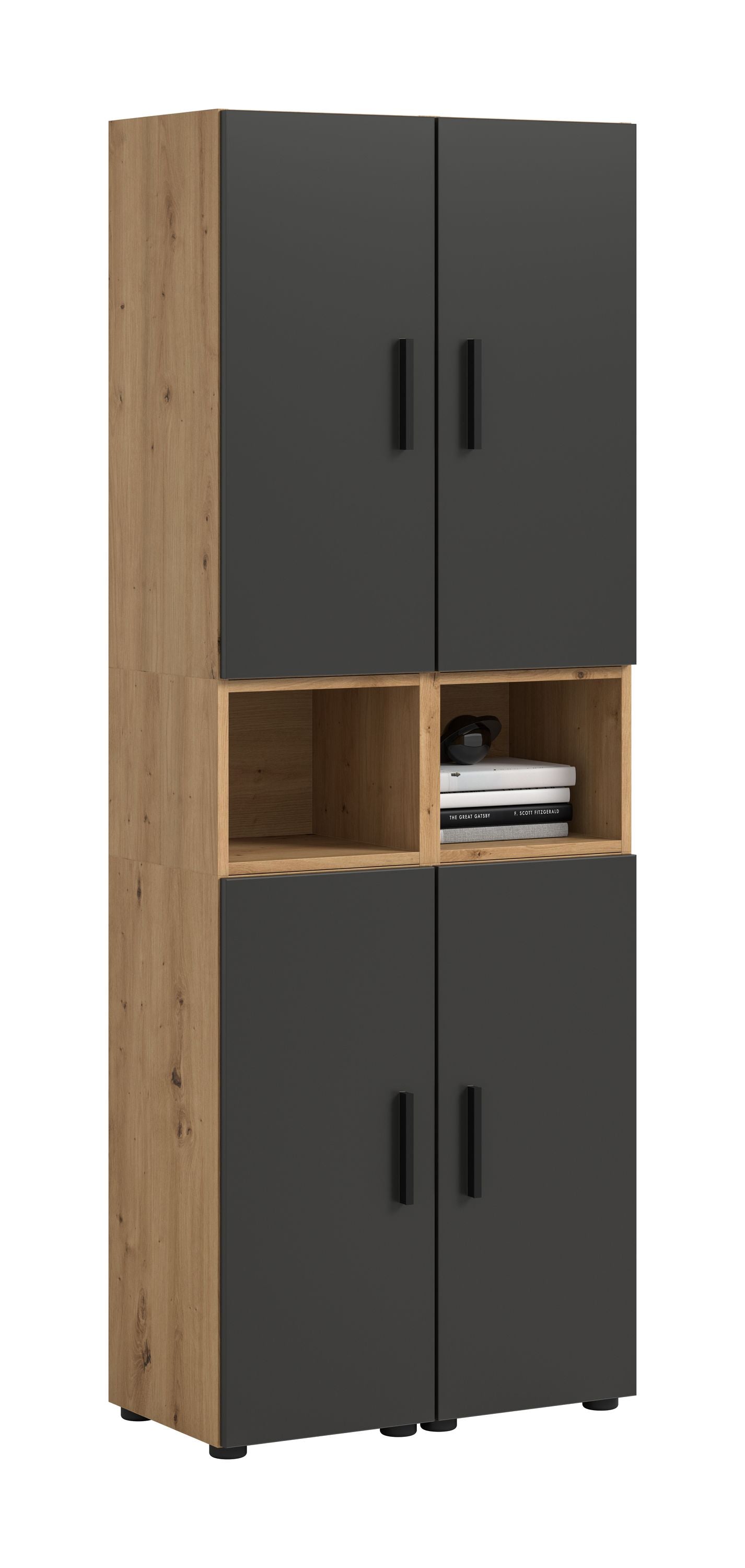 Wall Unit THE ONE (W/H/D: approx. 65/178/34 cm) in Artisan Oak finish/Smoke Green