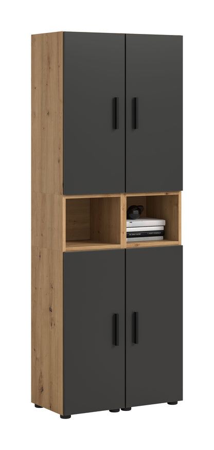 Wall Unit THE ONE (W/H/D: approx. 65/178/34 cm) in Artisan Oak finish/Smoke Green