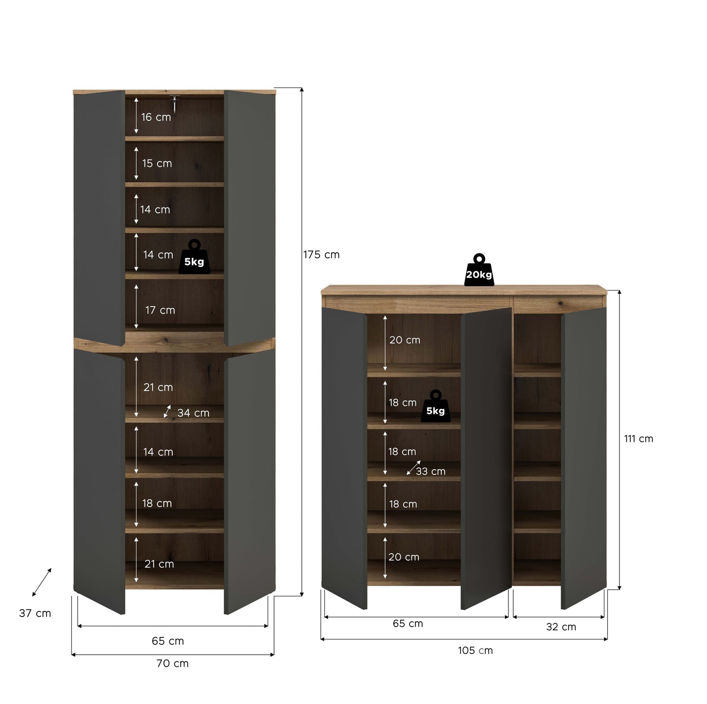 Homes & Jones Universalschrank 2-tlg., Mehrzweckschrank, Breite Gesamt 190 cm