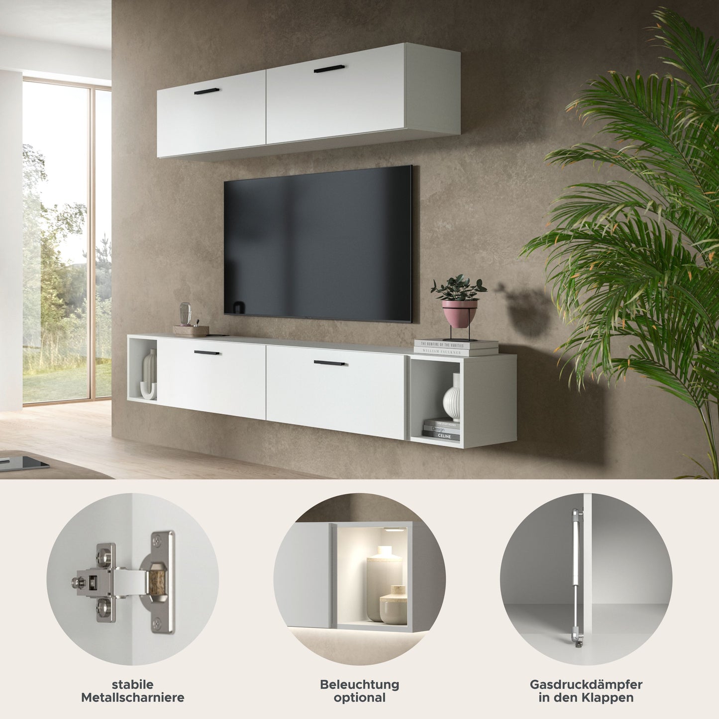 Homes & Jones Wohnwand 2-tlg. TV Möbel Modular Lowboard, Wohnzimmerschrank