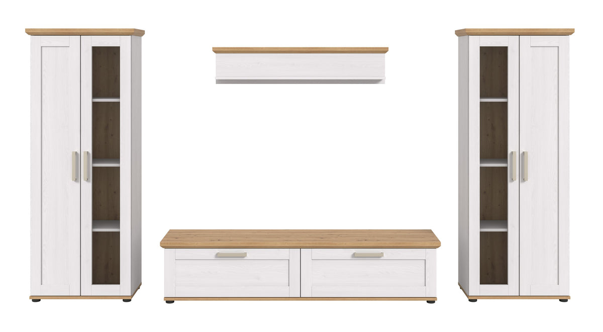 VERONA wall unit (W/H/D: approx. 316/161/40 cm) in Sibiu Larch reproduction/Sibiu Larch reproduction