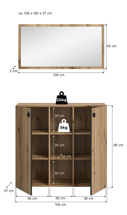 Homes & Jones Garderobe 2-tlg. Garderoben Set, Flurmöbel-Dielenmöbel