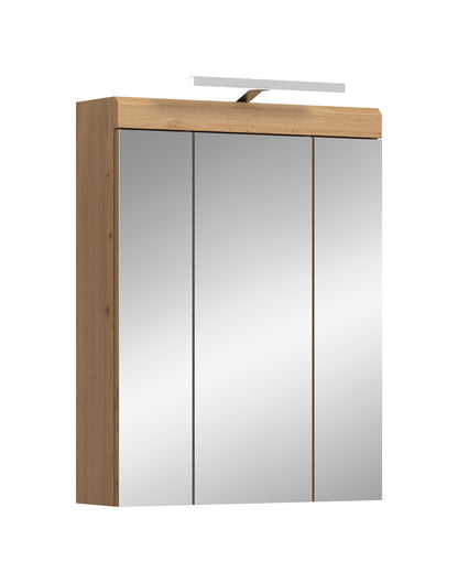 Armoire de toilette avec éclairage SCOUT (L/H/P : env. 60/79/18 cm) en imitation chêne Evoak/verre miroir