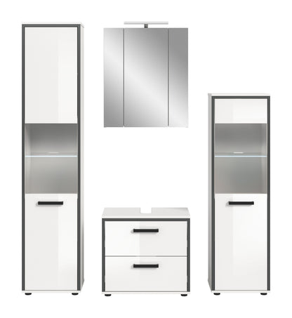 Homes & Jones Badmöbelset inkl. Beleuchtung, Aufsatzleuchte, 2 x Glasbodenbel.