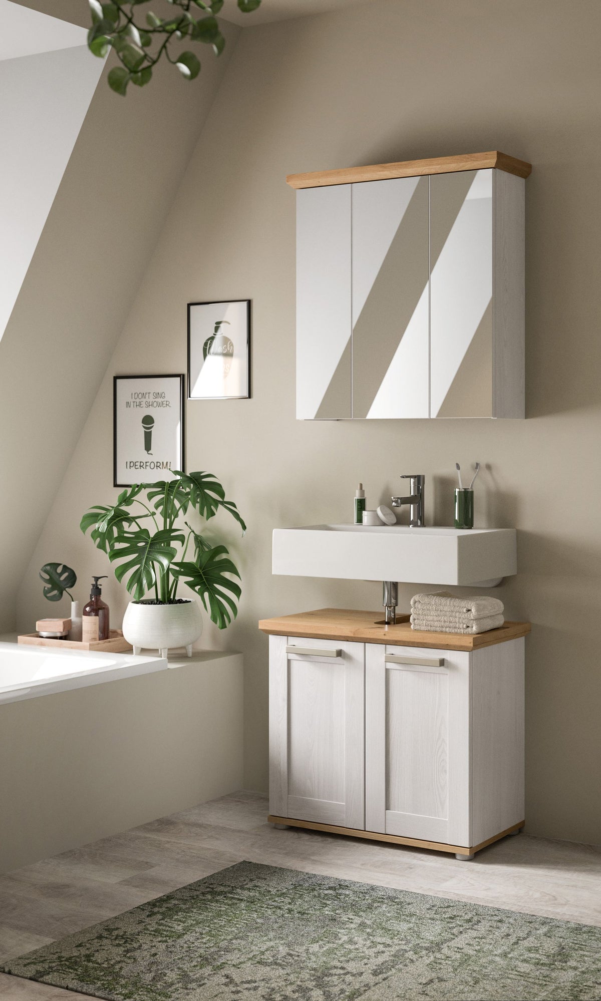 Bathroom set VERONA (W/H/D: approx. 69/187/34 cm) in Sibiu Larch reproduction/Sibiu Larch reproduction