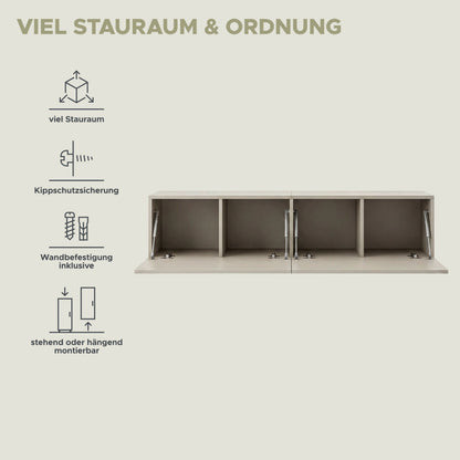 Beach Lowboard stehend  (B/H/T: 180x36x34 cm) in Kaschmir