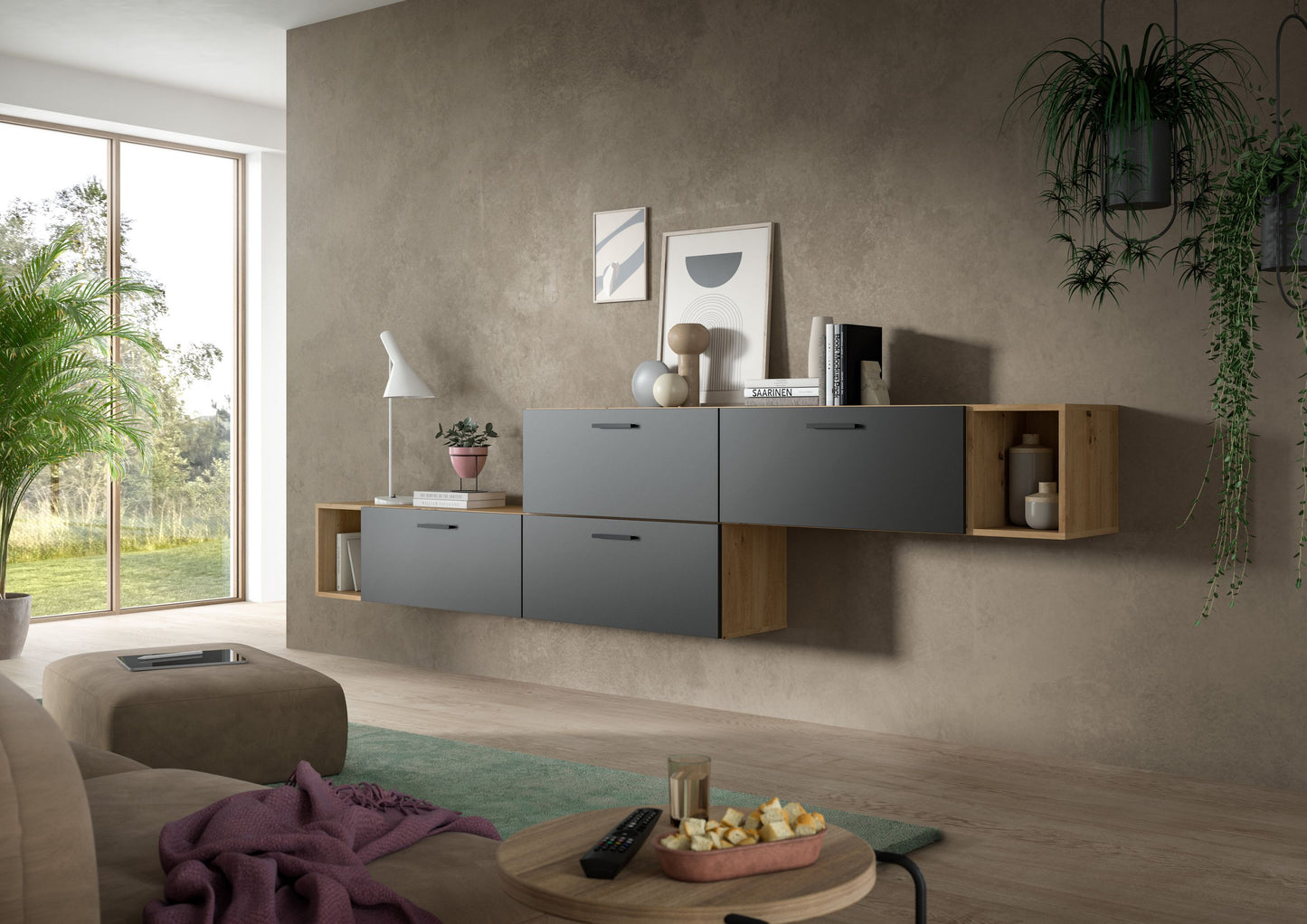 Homes & Jones Wohnwand 2-tlg. TV Möbel Modular Lowboard, Wohnzimmerschrank
