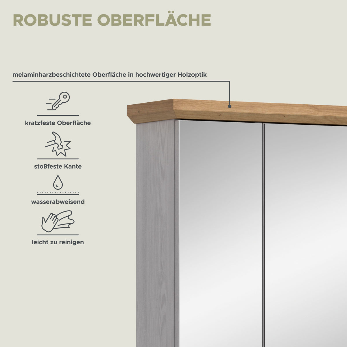 Mirror cabinet VERONA (W/H/D: approx. 69/71/21 cm) in Sibiu Larch imitation/Sibiu Larch imitation