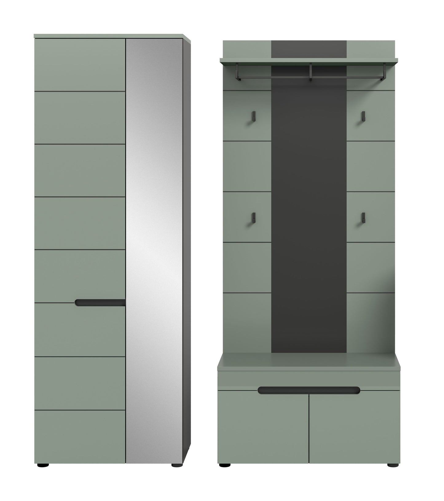 Homes & Jones Garderobenset 3-tlg., 1x Paneel, Sitzbank, Schrank mit Spiegel