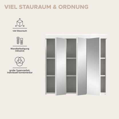 Scout Spiegelschrank  (B/H/T: 80x79x18 cm) in Spiegelglas und Weiß