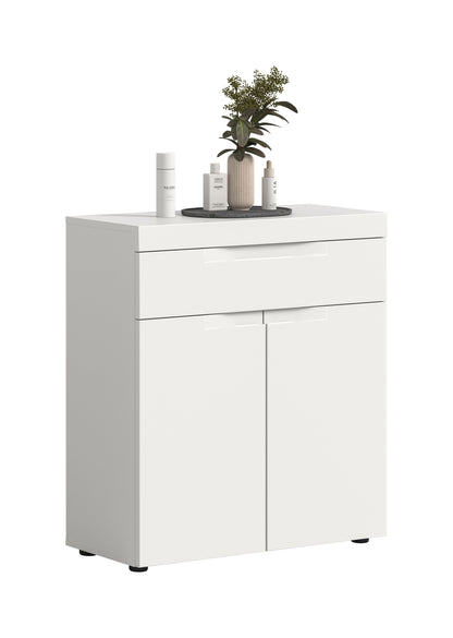 Viana Standschrank breit (B/H/T: 75x82x31 cm) in Weiß matt und Weiß