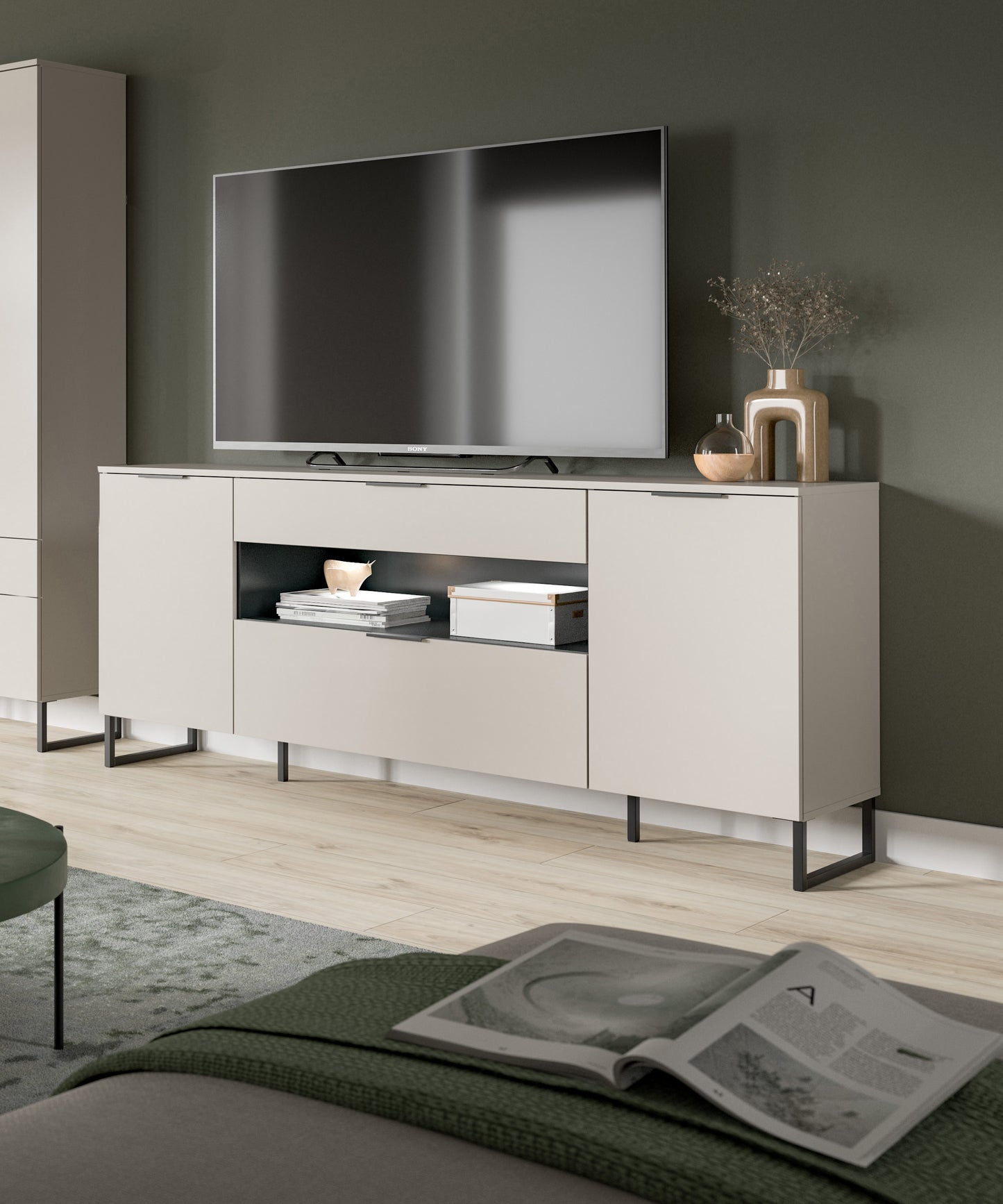 Homes & Jones Sideboard -TV Möbel, Wohnzimmerschrank in Kaschmirfarben