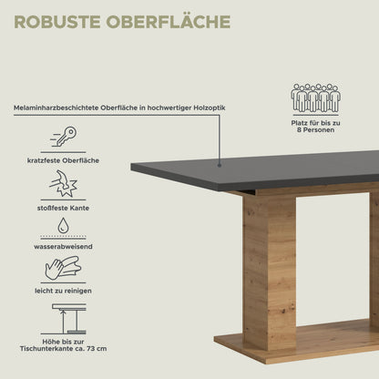 Table de salle à manger MOTION (L/H/P : env. 150/76/90 cm) en blanc/cachemire