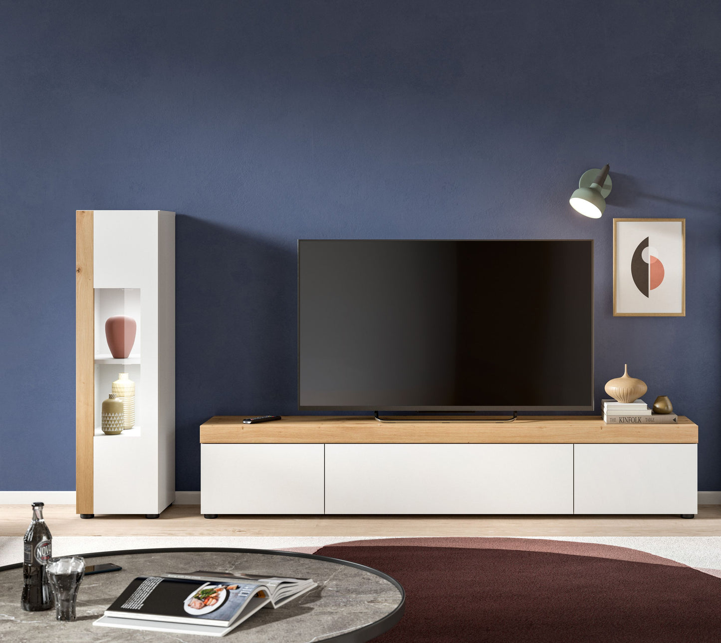 Homes & Jones Wohnwand 2-tlg. weiß, Lowboard für TV bis 70 Zoll geeignet