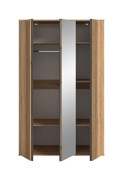 Homes & Jones Kleiderschrank 120cm breit 3-türig, Schlafzimmerschrank