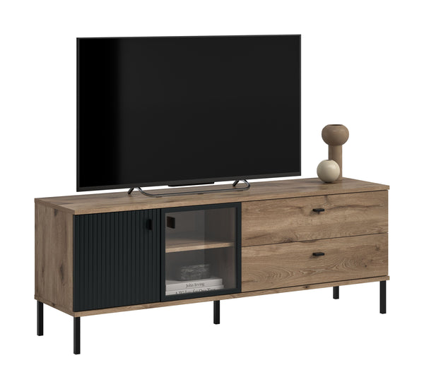 Lowboard CHESS (B/H/T: ca. 154/57/41 cm) in Nox Oak Nachbildung/schwarz